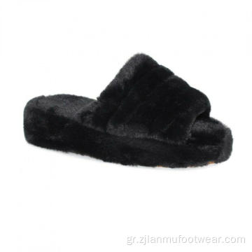 Fluffy Plush Platform Heel Slands Casual Ladies Slippers